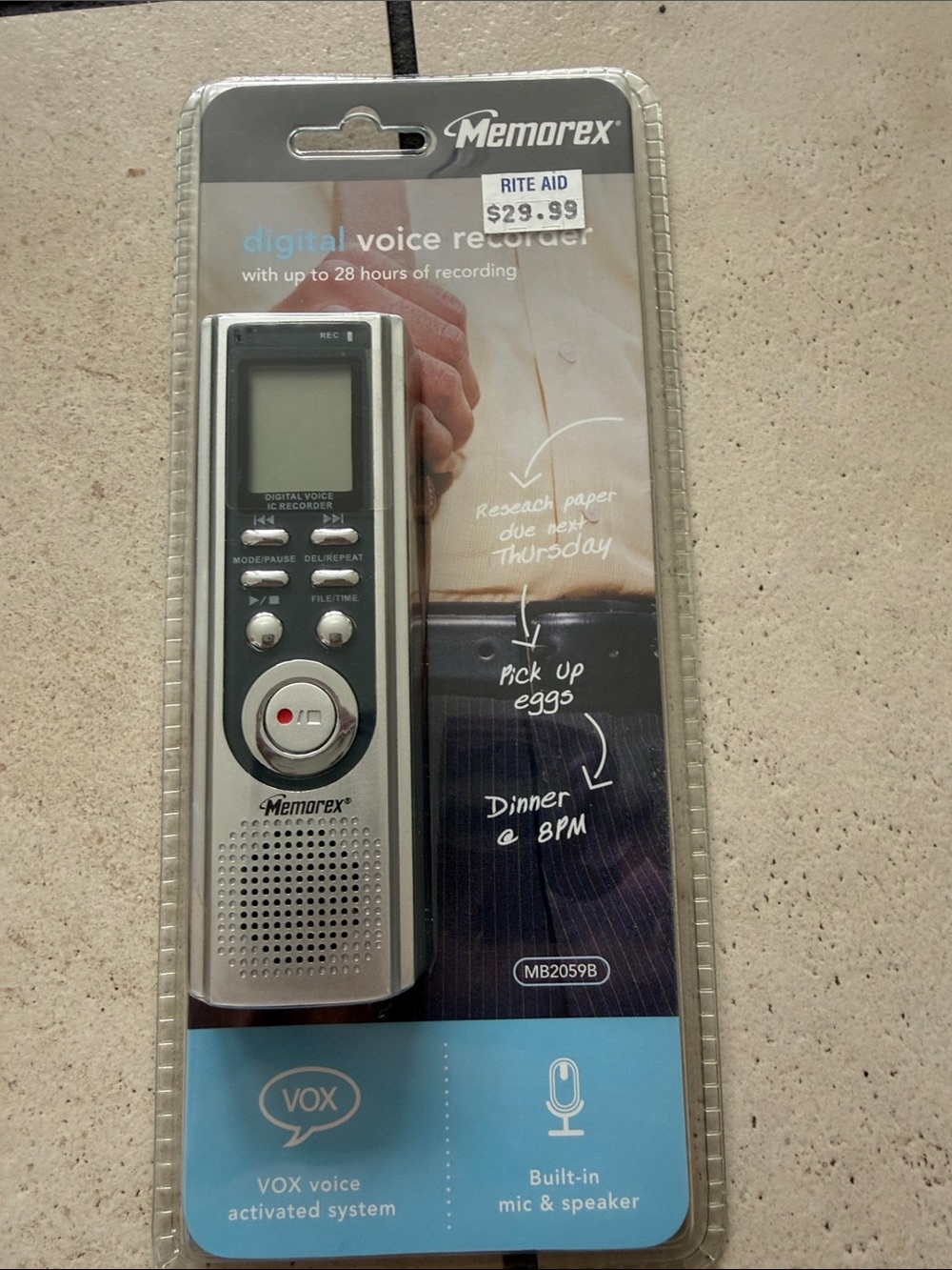 Silver Digital Voice Recorder - Portable VOX Recorder